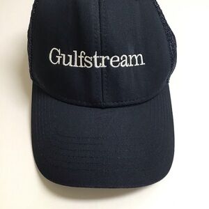 Gulfstream Aviation Hat Navy Blue Mesh White Embroidery Adjusts Jet Cap Retro